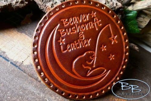 Leather Patch - 'Beaver Moon Fishing For Stars' - Hand Crafted
