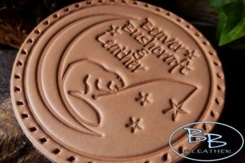 Leather patch os beaver moon in natural leather by beaver bushcraft