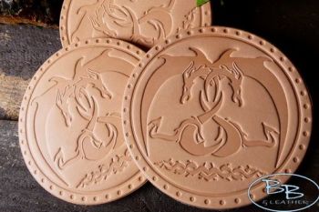 Leather patches dragons embrace in natural leather by beaver bushcraft