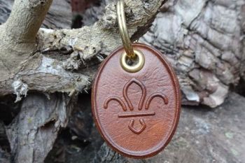 leather scout fluer de lis key rings made by beaver bushcraft