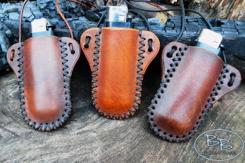 Hand Stitched Leather Neck Sheath Holder for Clipper Lighter - Hand Crafted  