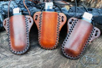 Fire &amp; leather sheath for clipper lighter made by beaver bushcraft