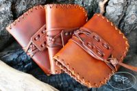 Hand Cross Stitched Leather 'Pioneering' Style Tinderbox Pouch - Ready Made 