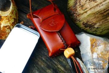 leather neck carry hand stitched and hand dyed by beaver bushcraft