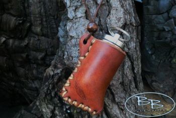 Leather and fire vintage leather mini pendant tinderbox by beaver bushcraft