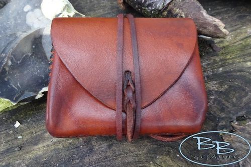 Vintage leather old style tobacco pouch by beaver bushcraft