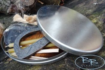 Vinatge tin plate oval tinder box by beaver bushcraft