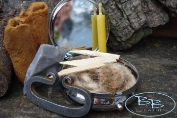 Fire and leather mini flint &amp; steel kit by beaver bushcraft limied edition