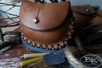 Fire &amp; leather tinder pouch hand stitched magolian style by beaver bushcraf
