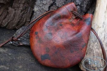 Leather pouches old style with hand painted effect by beaver bushcraft