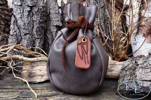 Traditional Style Distressed Leather Sami Coffee Bean Bag 'Possibles' Pouch