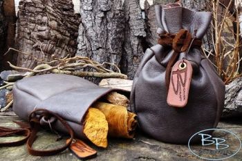 Leather destressed sami styled old school pouches by beaver bushcraft