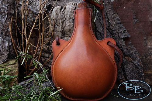 Hand Crafted 'Roman' Inspired Leather Bottle/Flask with Shoulder Straps - Medium