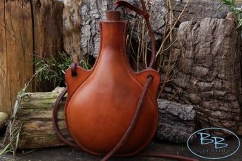 Leather hand crafted roman styled drinking bottle beautifully made by beave