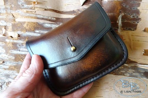 Leather pouch hand dyed ombre effect by beaver bushcraft