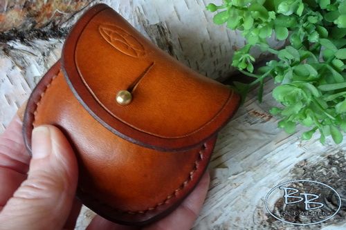 Leather mini pouch for coins ombre effect by beaver bushcraft