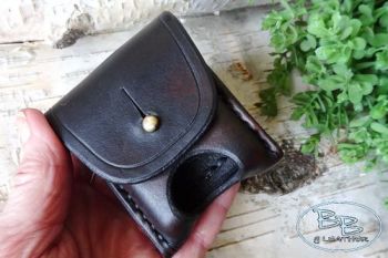 Leather zippo belt pouch offer in dark wallnut brown by bb