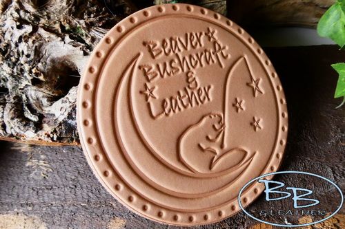 FREE50+ Natural Leather Patch - 'Beaver Moon Fishing For Stars' - No Holes