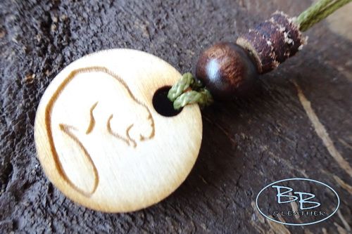 Hand Crafted Pyrography Styled Wooden Mini Beaver Pendant with Beaded Detail 
