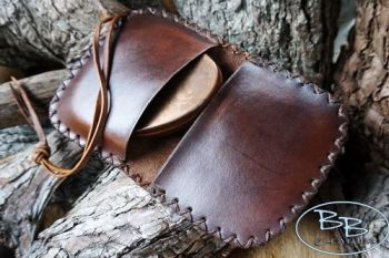 LEATHER BESPOKE pioneering pouches rustic walnut brown open for beaver bush