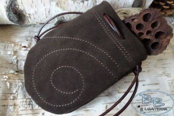 Leather suede soft possibles pouch with stitched detail by beaver bushcraf