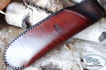 Leather laplander sheath ready made by beaver bushcraft in dark hazel