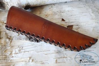 Leather mora knife sheath hand crossed stitch in dark hazel by beaver bushc