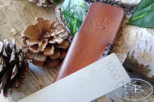 Leather Sheath + Double Sided 5 x 1 Inch Pocket Diamond Stone - Hand Crafte
