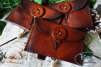 Leather tobacco pouch made by beaver bushcraft from old vintage leather