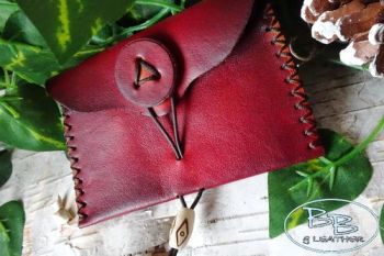 Leather red hand dyed tobacco pouch by beaver bushcraft