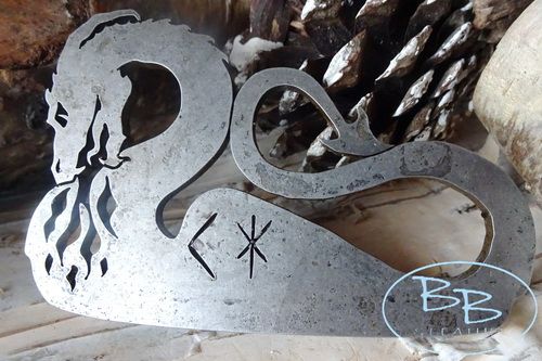 Fire Breathing Dragon Striker with Viking Runes - Traditional 'Flint & Stee