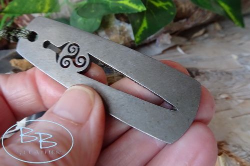 Flint & Steel Fire Steel Pendant  'Celtic Broad Sword' with Triskele Detail
