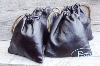 A LEATHER ultra soft dark brown mini pouches made by beaver bushcraft for w