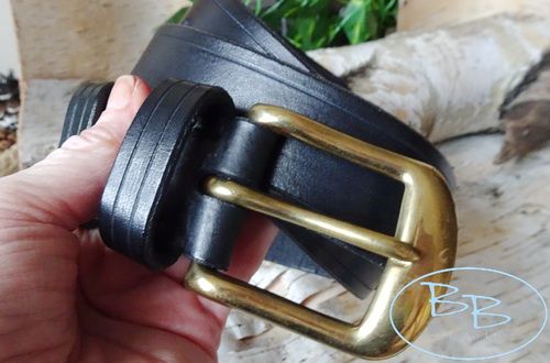 Hand Stitched '501' Classic Black Leather  Belt - Sample Item - 32 Inch Wai