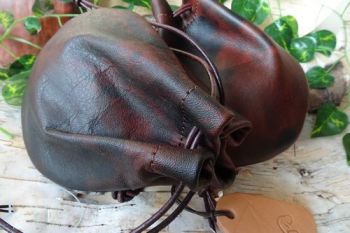 Leather hand dyed patina marble effect vintage made by beaver bushcraft