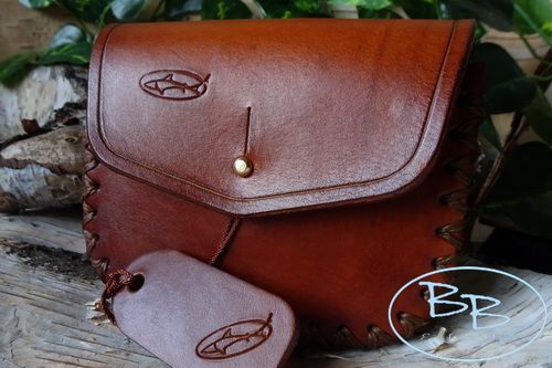 BESPOKE - Gusseted 'Possibles' Leather Belt Pouch - HAND CROSS STITCHED (45