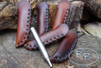 FIRE &amp; LEATHER New stubby fire storms with hand stitched leather sheaths b