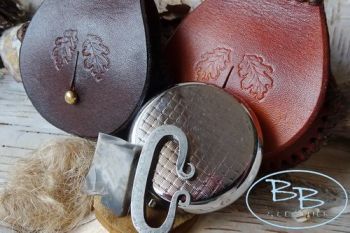 Fire and leather neck pendant cases for round mini tinderboxes by beaver bu