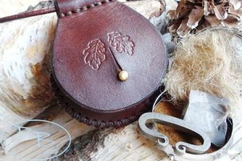 Fire and leather neck pendant for mini round tinder box by beaver bushcraft