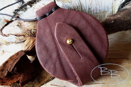 Hand Stitched 'Wallet Style' Solar Pendant in Donkey Brown Nubuck Leather -