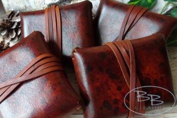 Leather hand dyed hand stitched leather boxes made bt Mark for Beaver Bushc