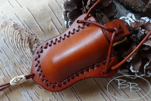 Sami Styled Leather Stash/ Pill Pot Neck Sheath - Hand Crafted