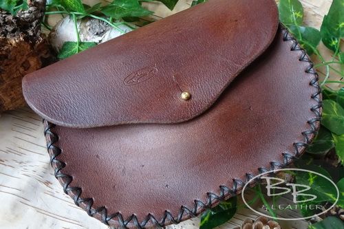 'Extra Large' Gusseted  Leather Belt Pouch - HAND CROSS STITCHED (45-5090) 