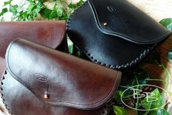 Leather extra large gussetted pouches hand stitched by Mark @ Beaver Bushcr