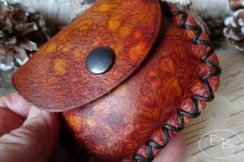 Leather hand painted indian style coin purse by beaver bushcraft