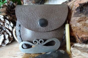 Leather and fire mini coin purse with fire steel