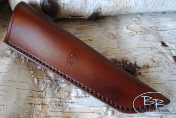 Leather hand saddle stitched sheath for the mora clipper training knife mad