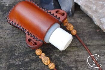 Leather plastic bottle holders with beads
