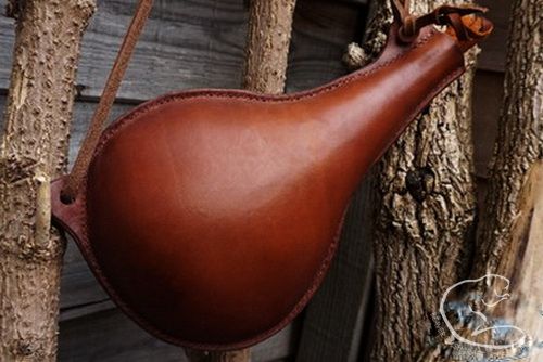 NEW - Hand-crafted 'Spanish' Style Leather Bottle with Shoulder Straps - (45-8136)