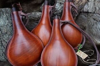 45-8136 Leather handmade leather bottles hand crafted by beaver bushcraft